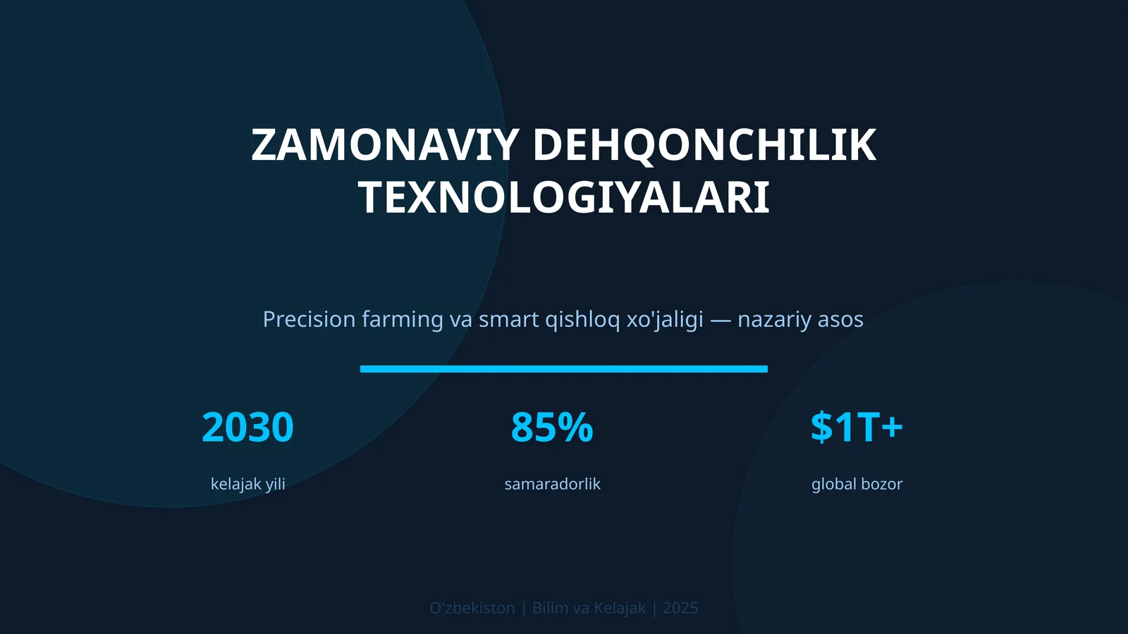 ZAMONAVIY DEHQONCHILIK TEXNOLOGIYALARI