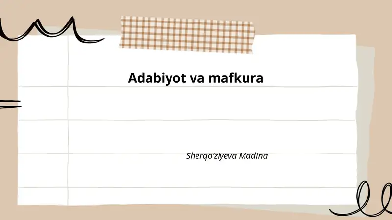 Adabiyot va mafkura: nazariy asoslar