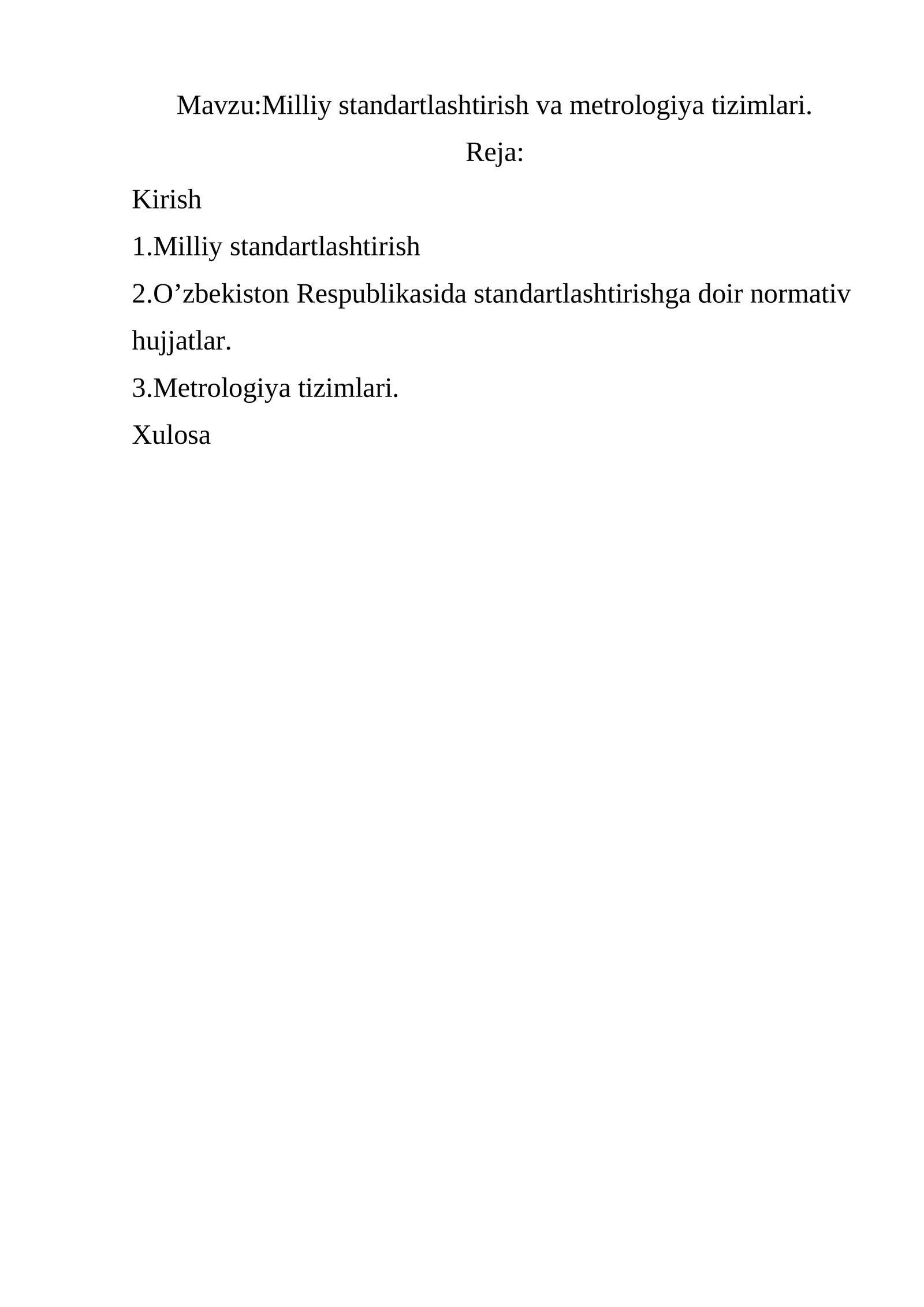 Milliy standartlashtirish va metrologiya tizimlari