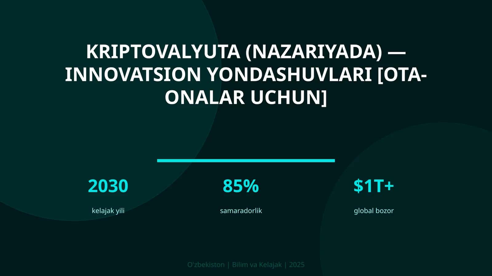 Kriptovalyuta (nazariyada) — innovatsion yondashuvlari [ota-onalar uchun]