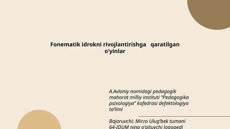 Fonematik idrokni rivojlantirishga  qaratilgan o‘yinlar