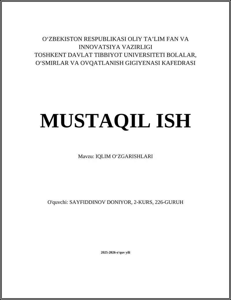 IQLIM OʻZGARISHLARI