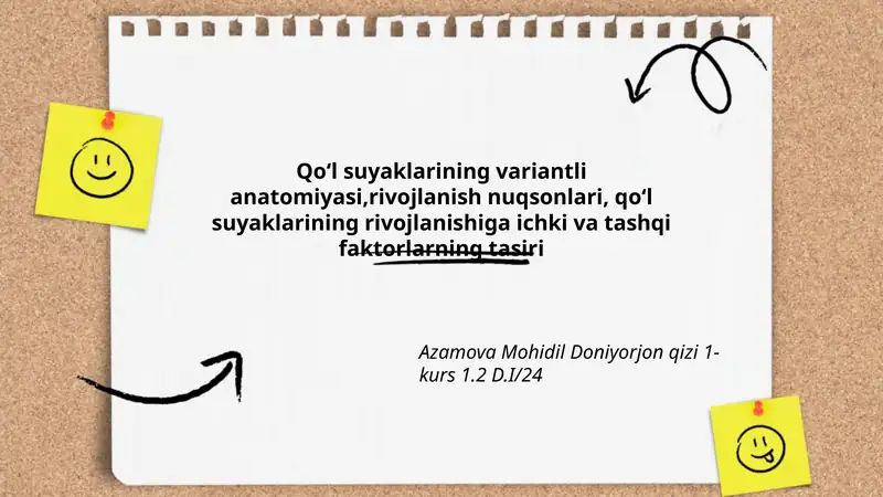 Qoʻl suyaklarining variantli anatomiyasi,rivojlanish nuqsonlari