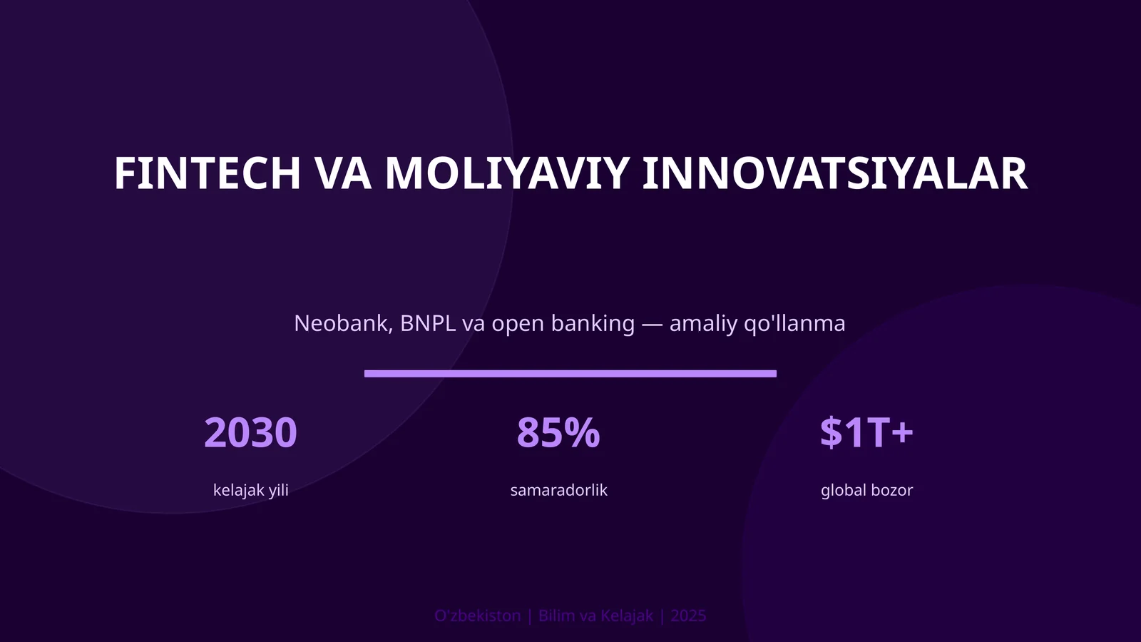 FINTECH VA MOLIYAVIY INNOVATSIYALAR