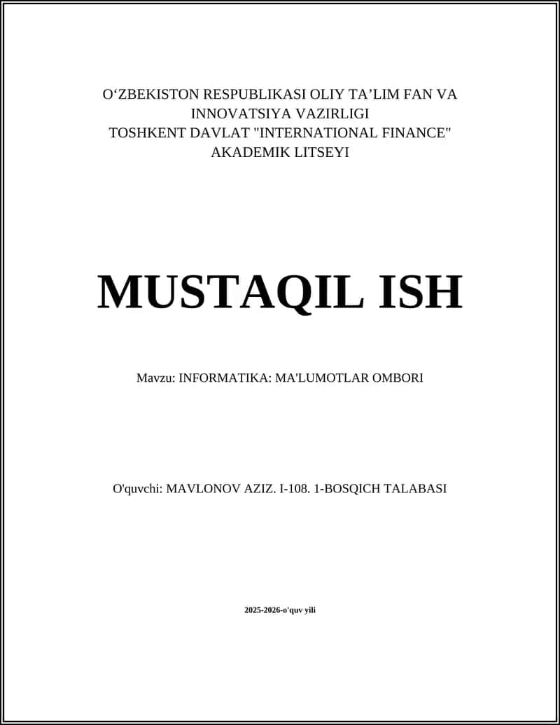 Ma'lumotlar Ombori: Asosiy Tushunchalar va Maqsadlari