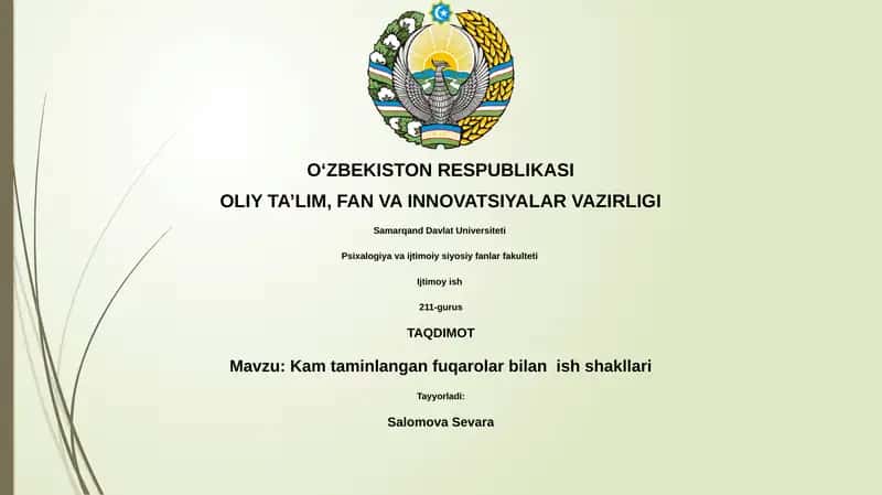 Kam taminlangan fuqarolar bilan ish shakllari