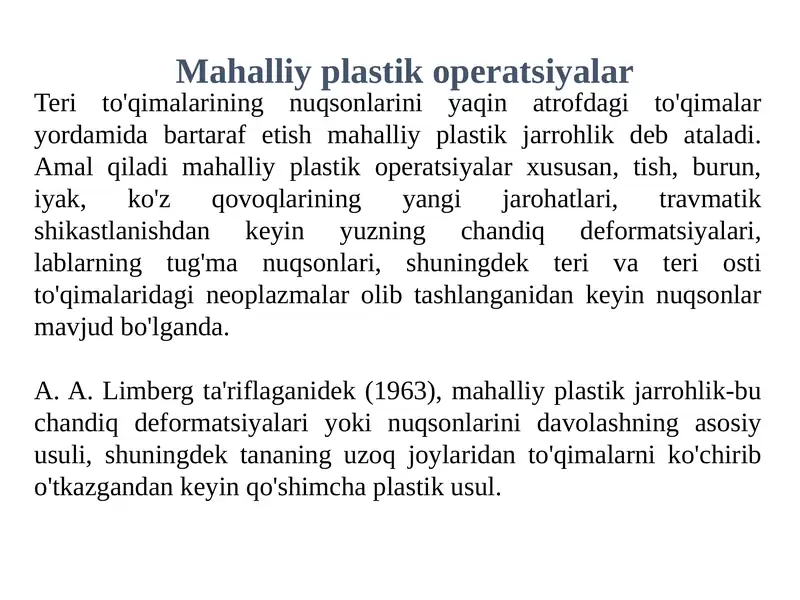 Mahalliy plastik operatsiyalar