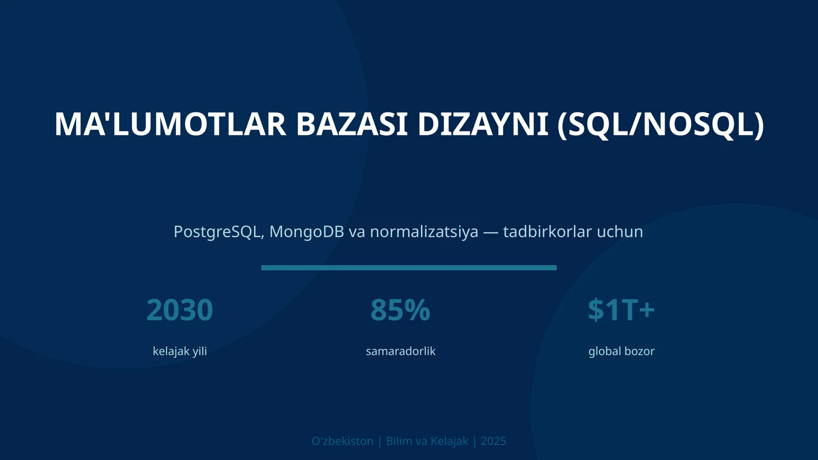 MA'LUMOTLAR BAZASI DIZAYNI (SQL/NOSQL)