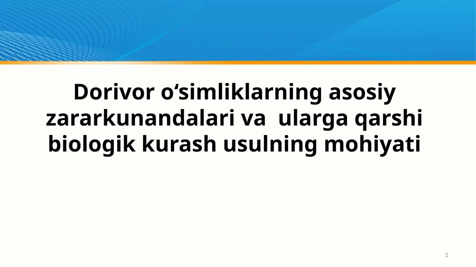 O‘simliklarning biologik kurashi