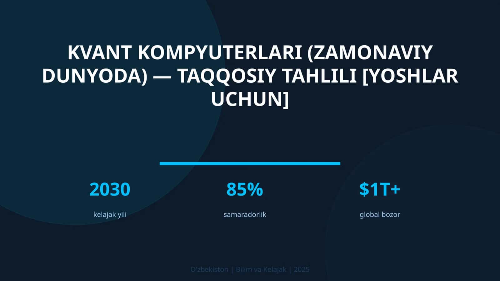 KVANT KOMPYUTERLARI (ZAMONAVIY DUNYODA) — TAQQOSIY TAHLILI [YOSHLAR UCHUN]