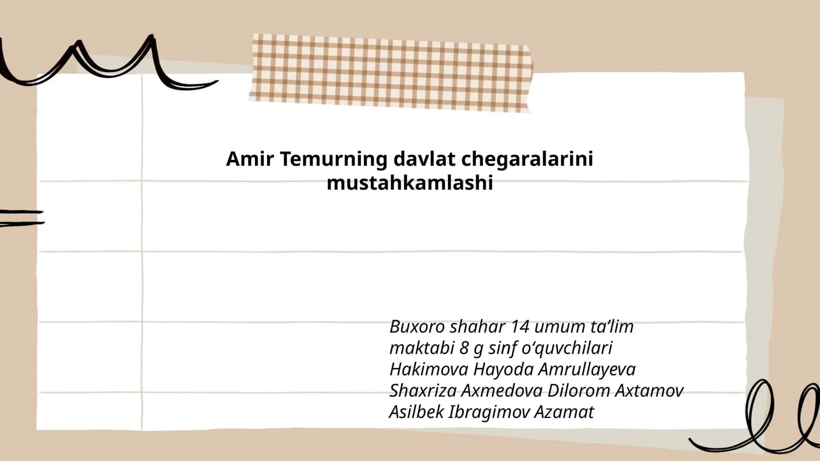Buxoro shahar 14 umum taʼlim maktabi 8 g sinf oʻquvchilari