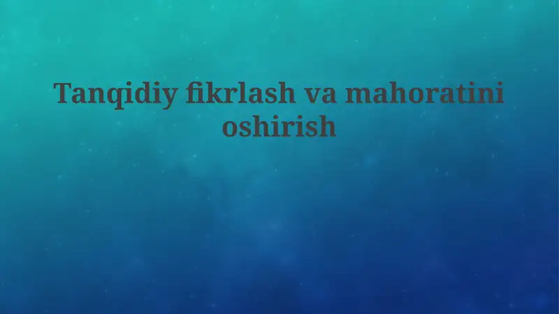 Tanqidiy fikrlash