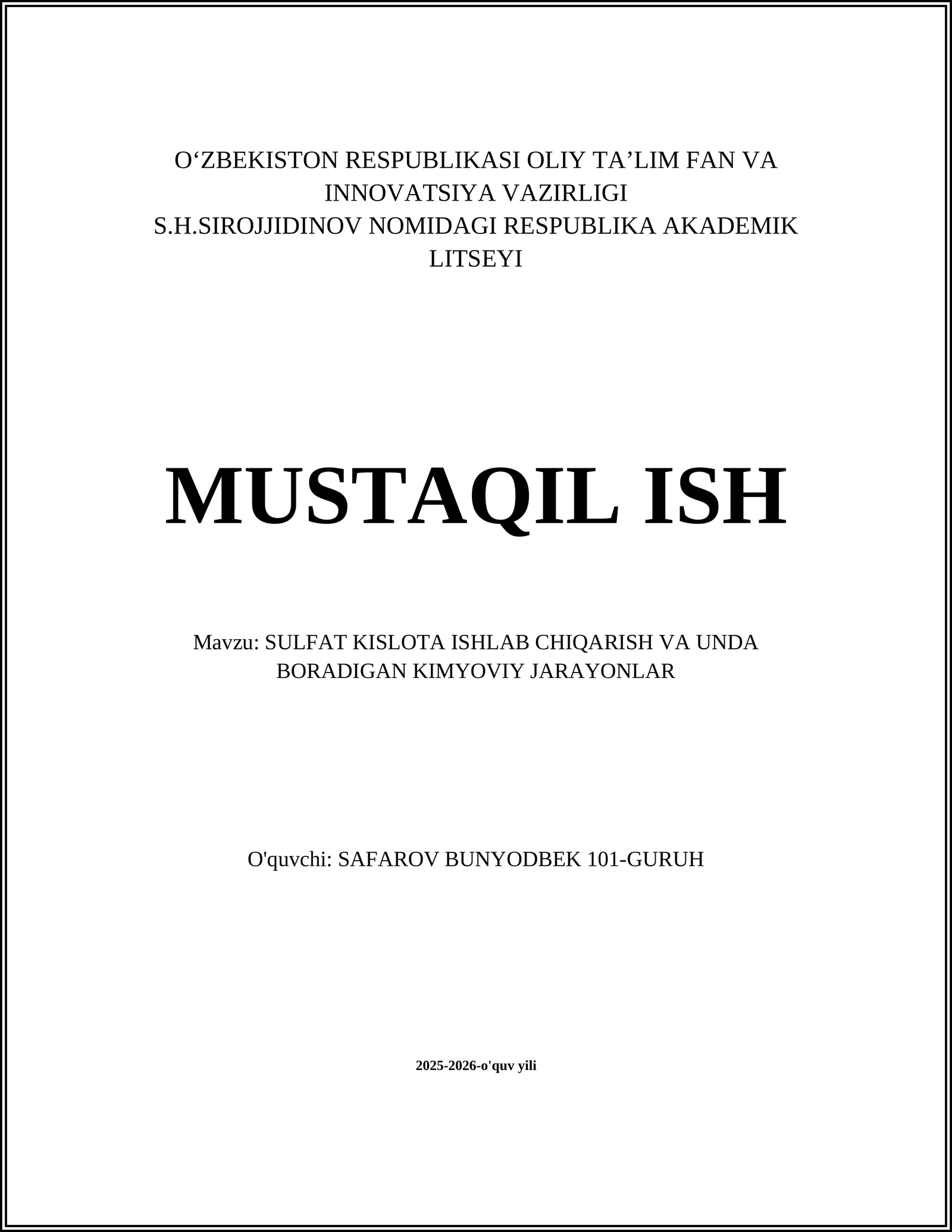 Sulfat kislota ishlab chiqarish