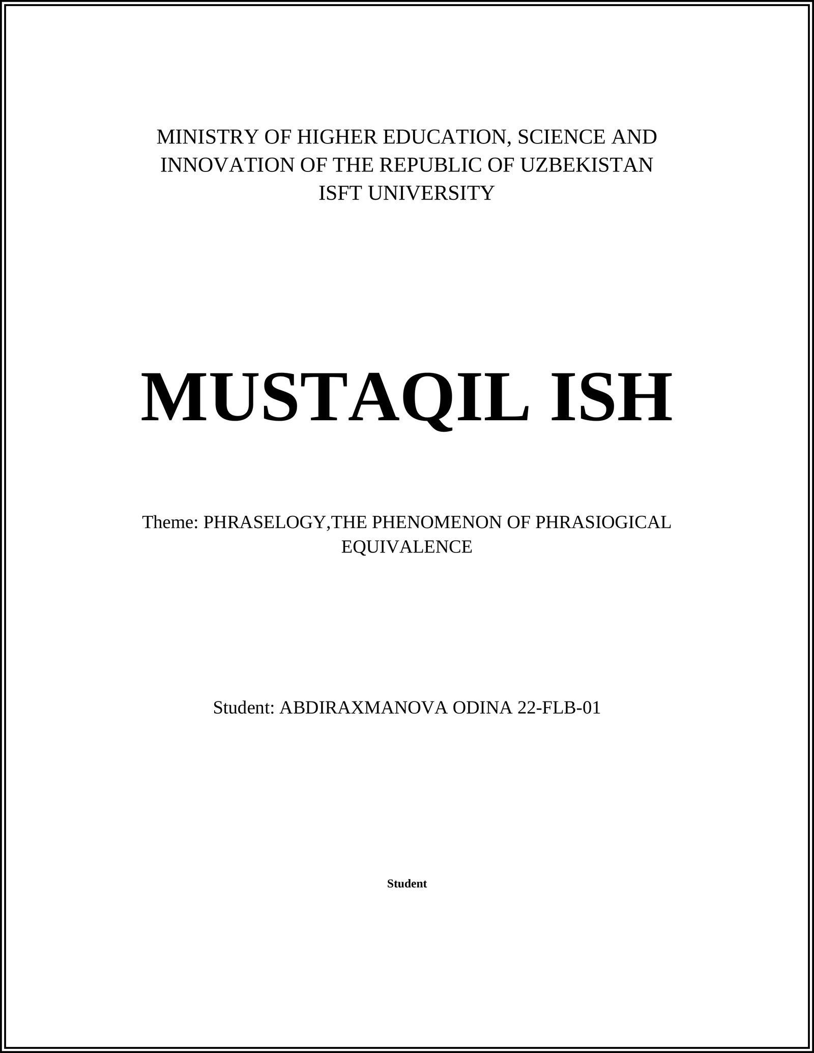 PHRASELOGY,THE PHENOMENON OF PHRASIOGICAL EQUIVALENCE