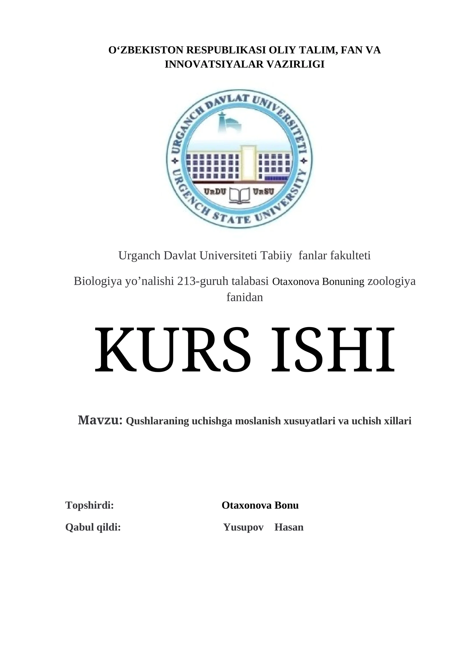 Qushlaraning uchishga moslanish xusuyatlari va uchish xillari