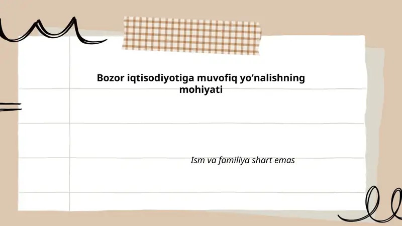 Bozor iqtisodiyotiga muvofiq yoʻnalishning mohiyati