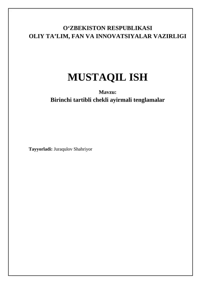 Birinchi tartibli chekli ayirmali tenglamalar