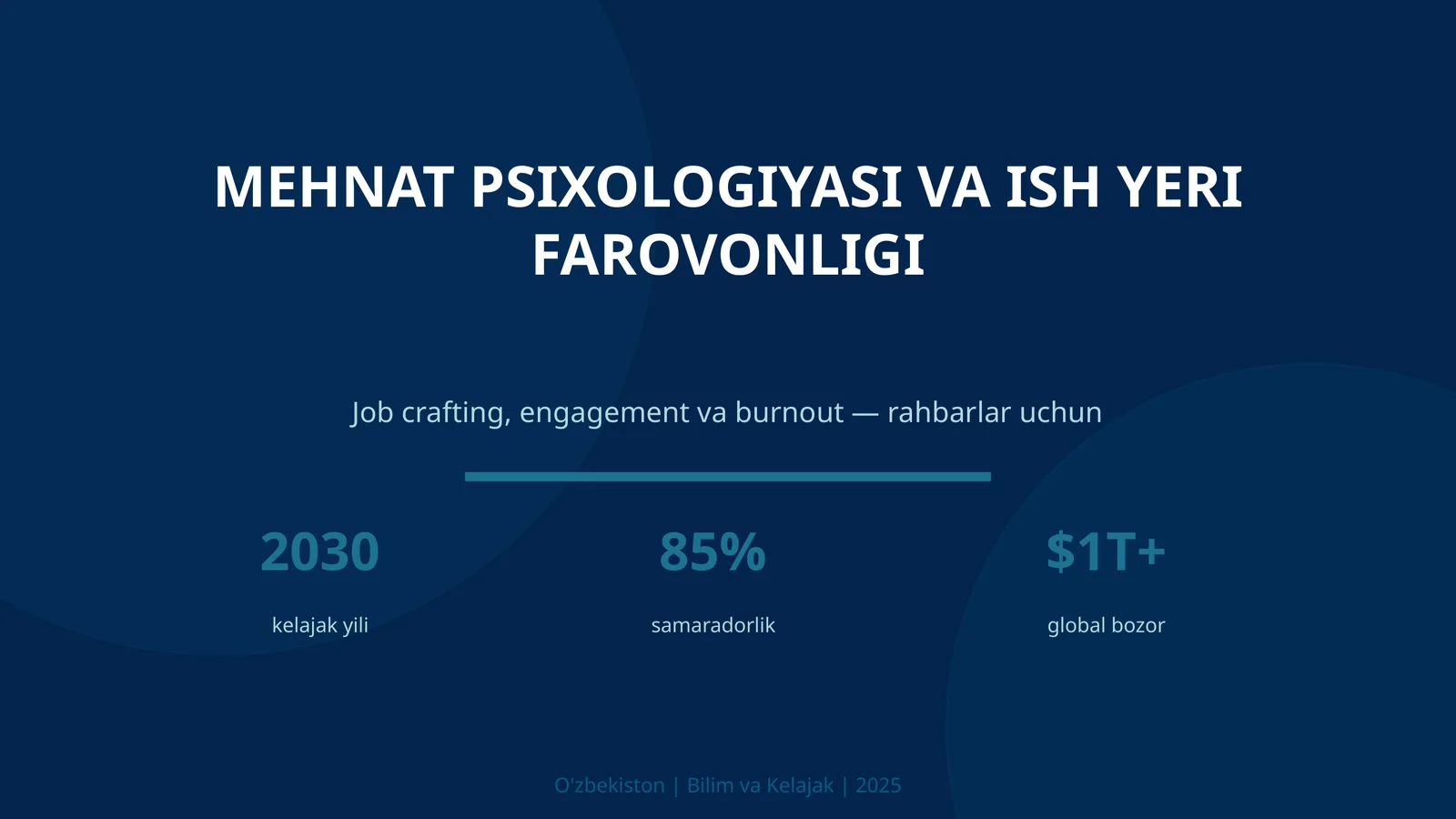 MEHNAT PSIXOLOGIYASI VA ISH YERI FAROVONLIGI