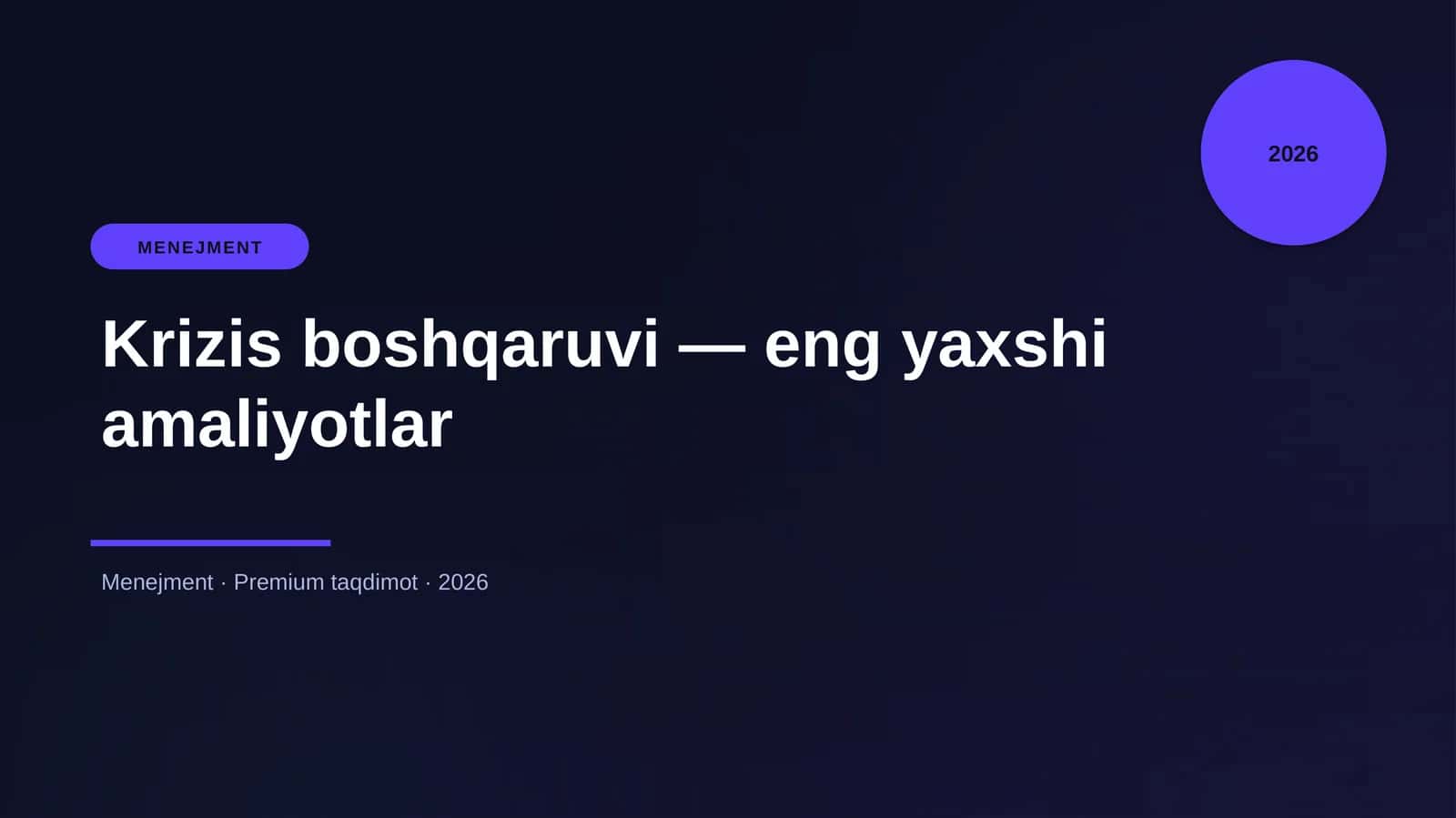 Krizis boshqaruvi — eng yaxshi amaliyotlar