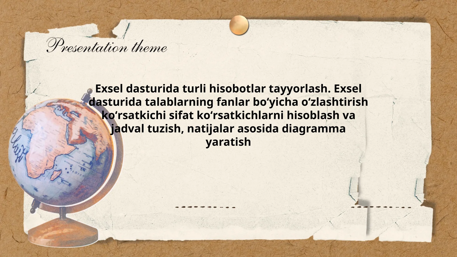Exsel dasturida turli hisobotlar tayyorlash