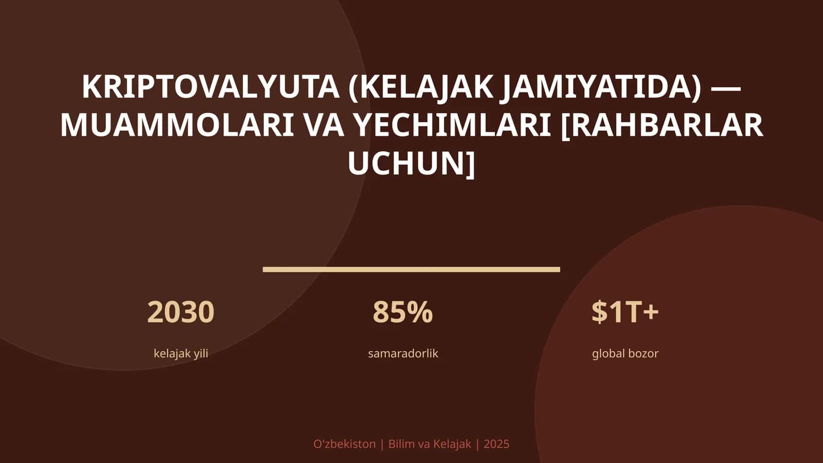 Kriptovalyuta (kelajak jamiyatida) - muammolari va yechimlari [rahbarlar uchun]