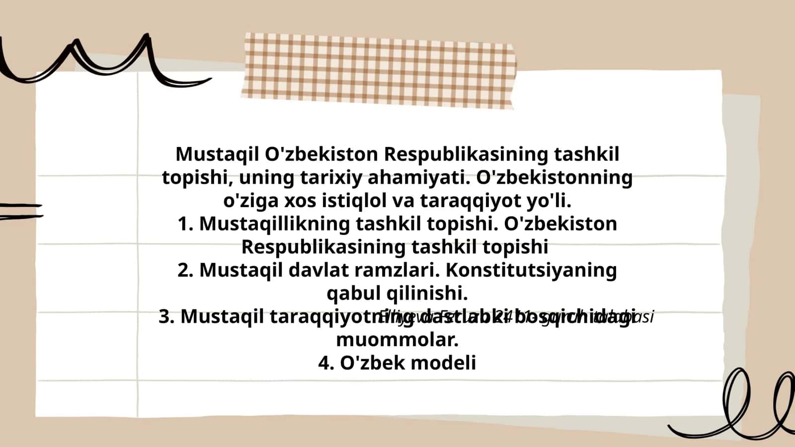 O'zbekiston Respublikasining Muasirligi