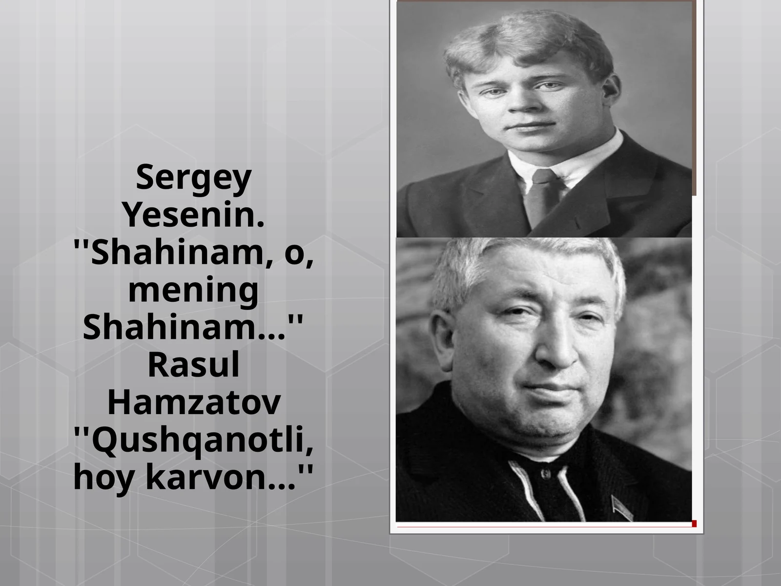 Sergey Yesenin. ''Shahinam, o,meningShahinam...''RasulHamzatov''Qushqanotli, hoykarvon...''