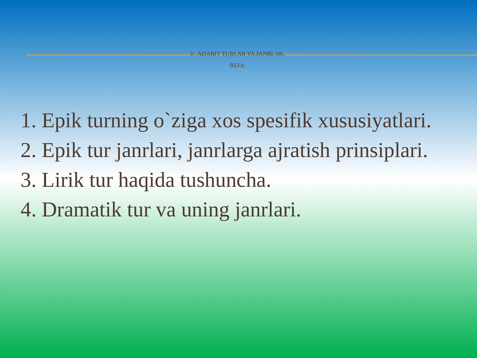 Adabiy turlar va janrlar
