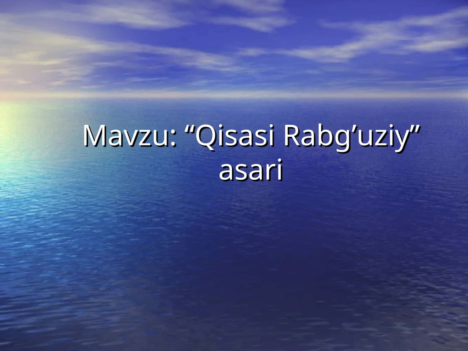 “Qisasi Rabg’uziy” asari