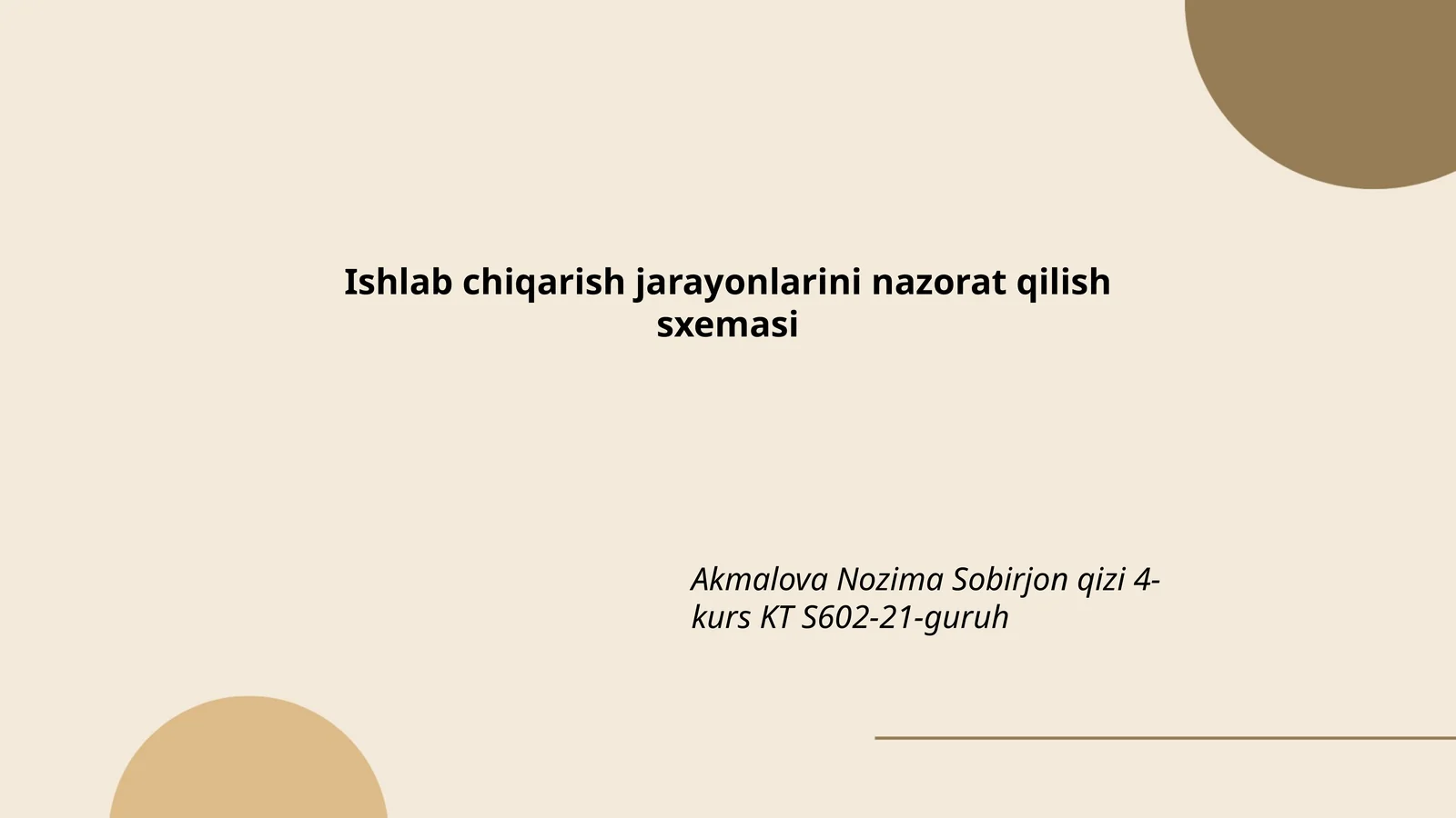 Ishlab chiqarish jarayonlarini nazorat qilish sxemasi
