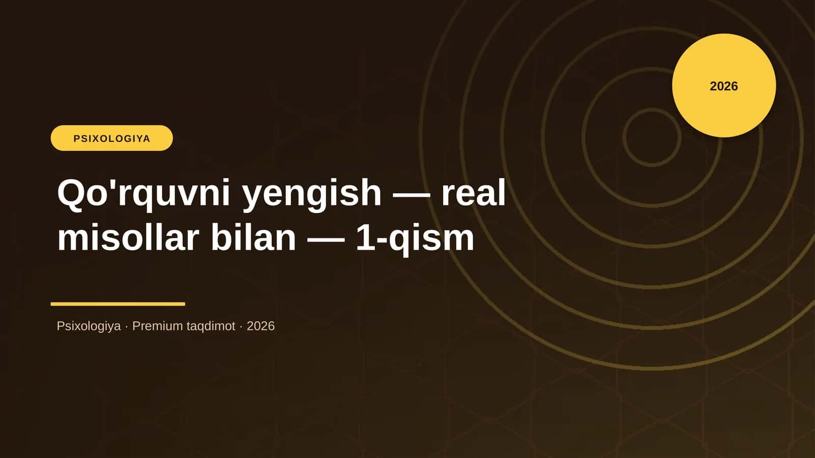 Qo'rquvni yengish — real misollar bilan — 1-qism