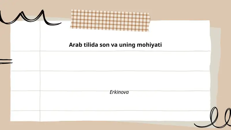 Arab tilida son va uning mohiyati
