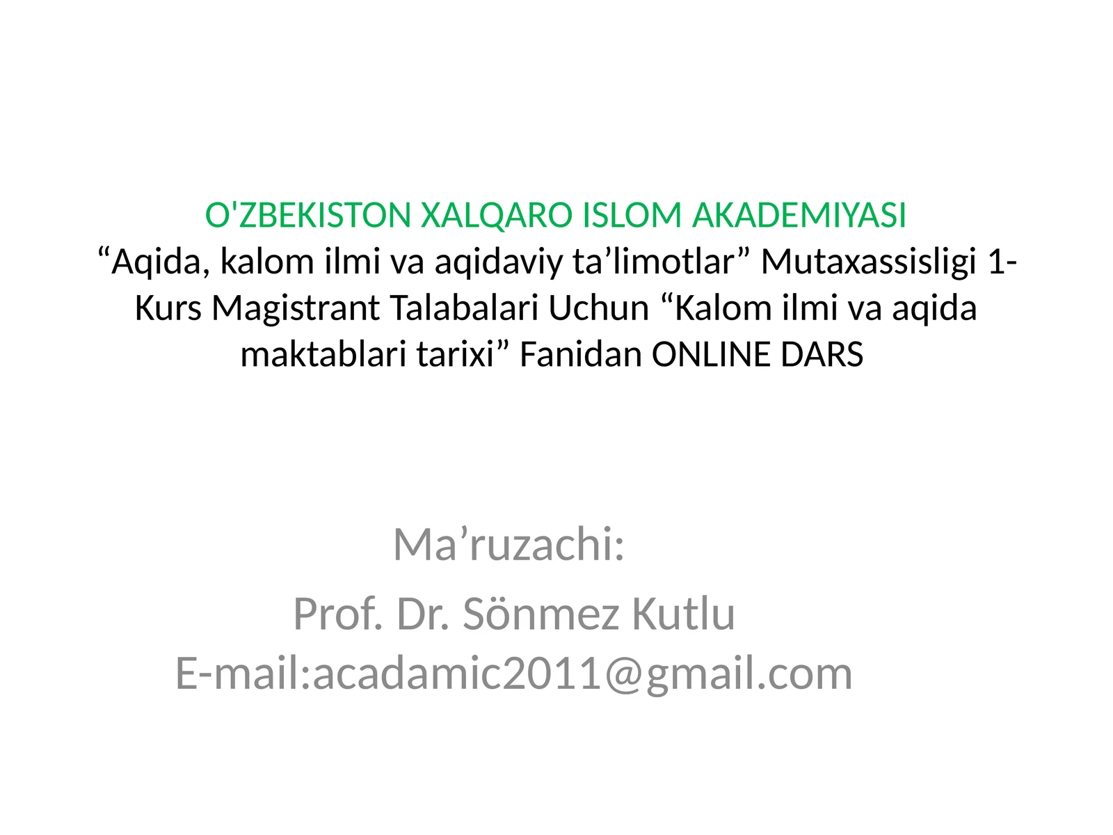 Kalom ilmi va aqida maktablari tarixi