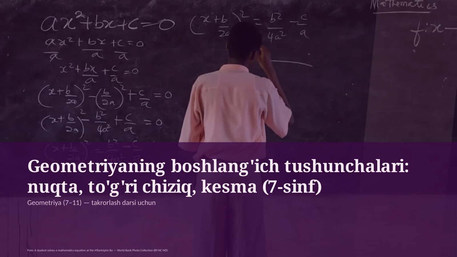 Geometriyaning boshlang'ich tushunchalari: nuqta, to'g'ri chiziq, kesma (7-sinf)