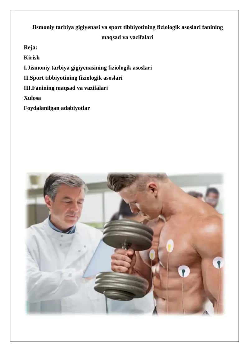 Jismoniy Tarbiya va Sportda Gigiyena va Sport Tibbiyoti