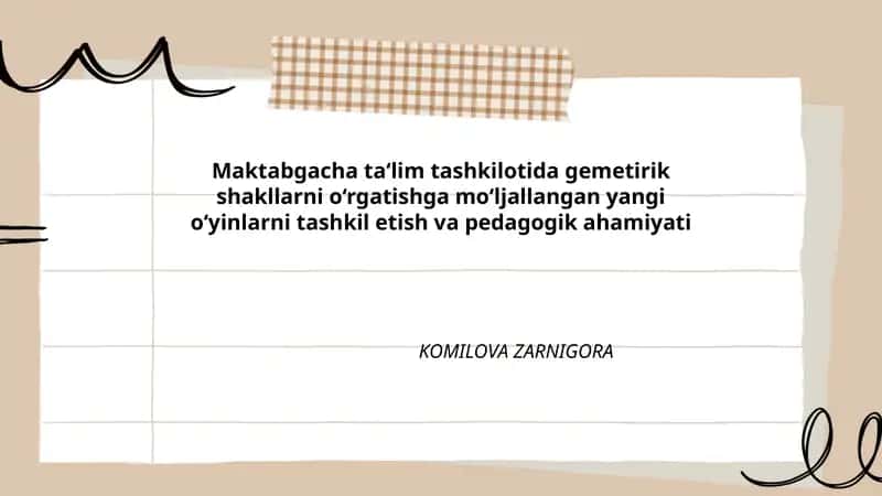 Gemetirik shakllarni o‘rgatishga mo‘ljallangan yangi o‘yinlar