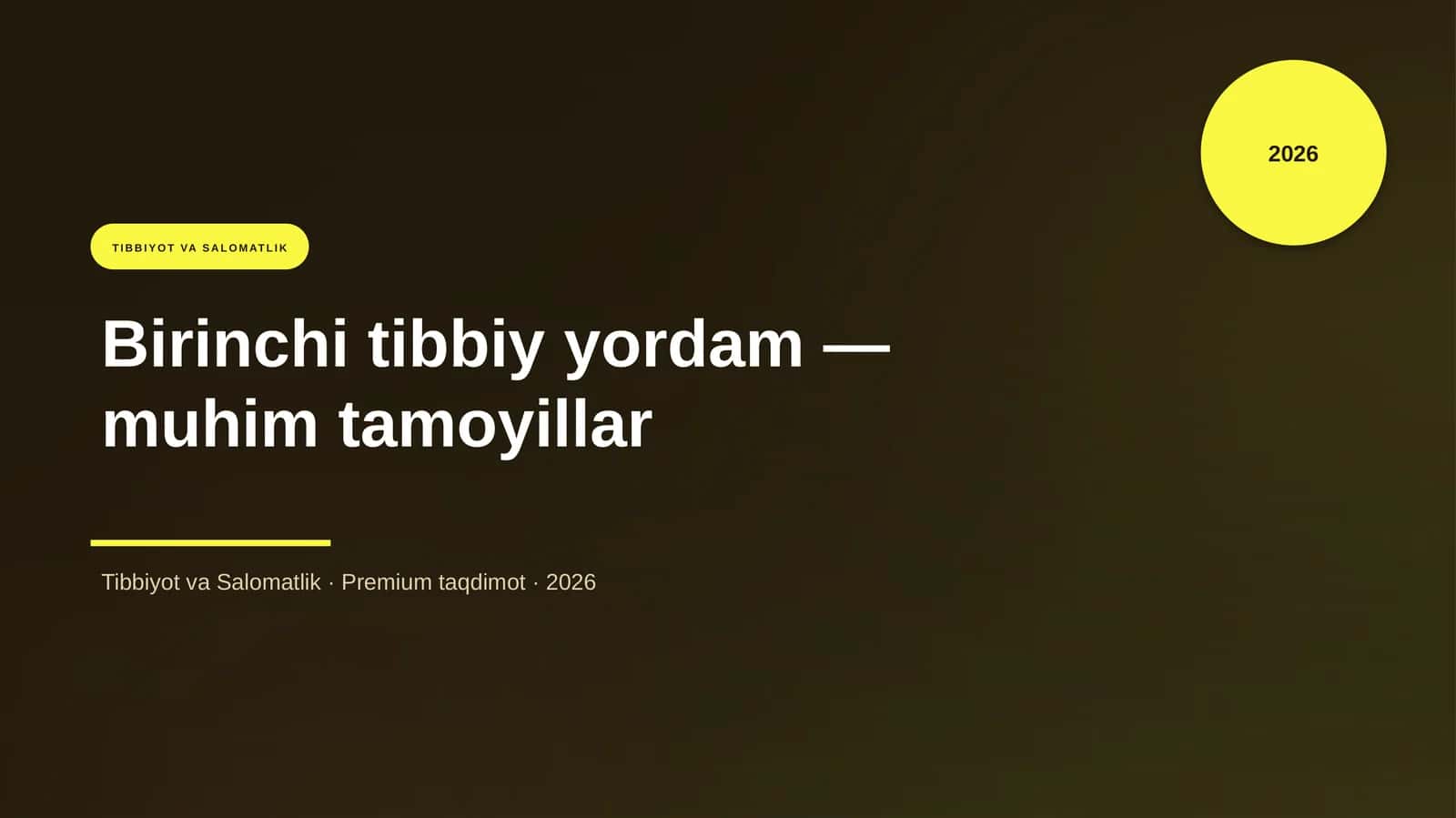 Birinchi tibbiy yordam — muhim tamoyillar