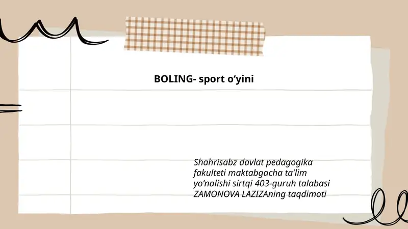 BOLING- sport oʻyini