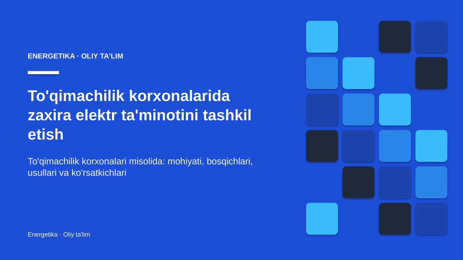 to'qimachilik korxonalarida zaxira elektr ta'minotini tashkil etish 7066