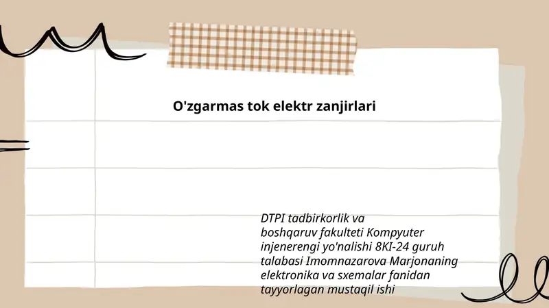 O'zgarmas tok elektr zanjirlari