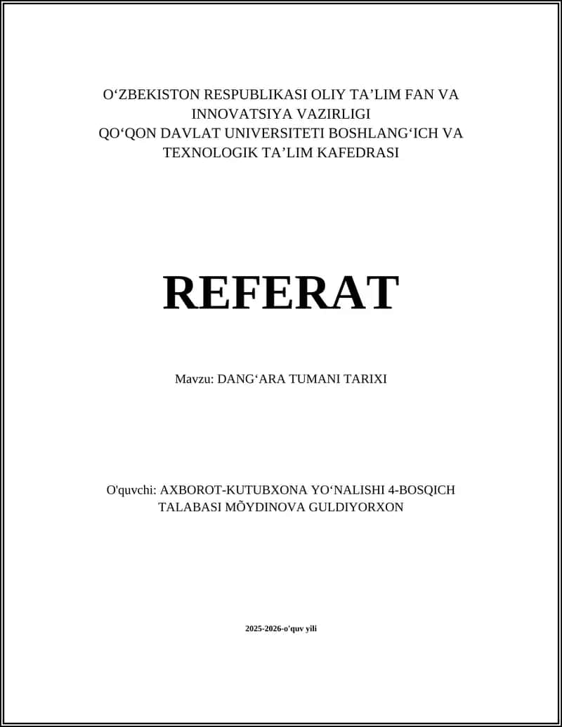 DANGʻARA TUMANI TARIXI