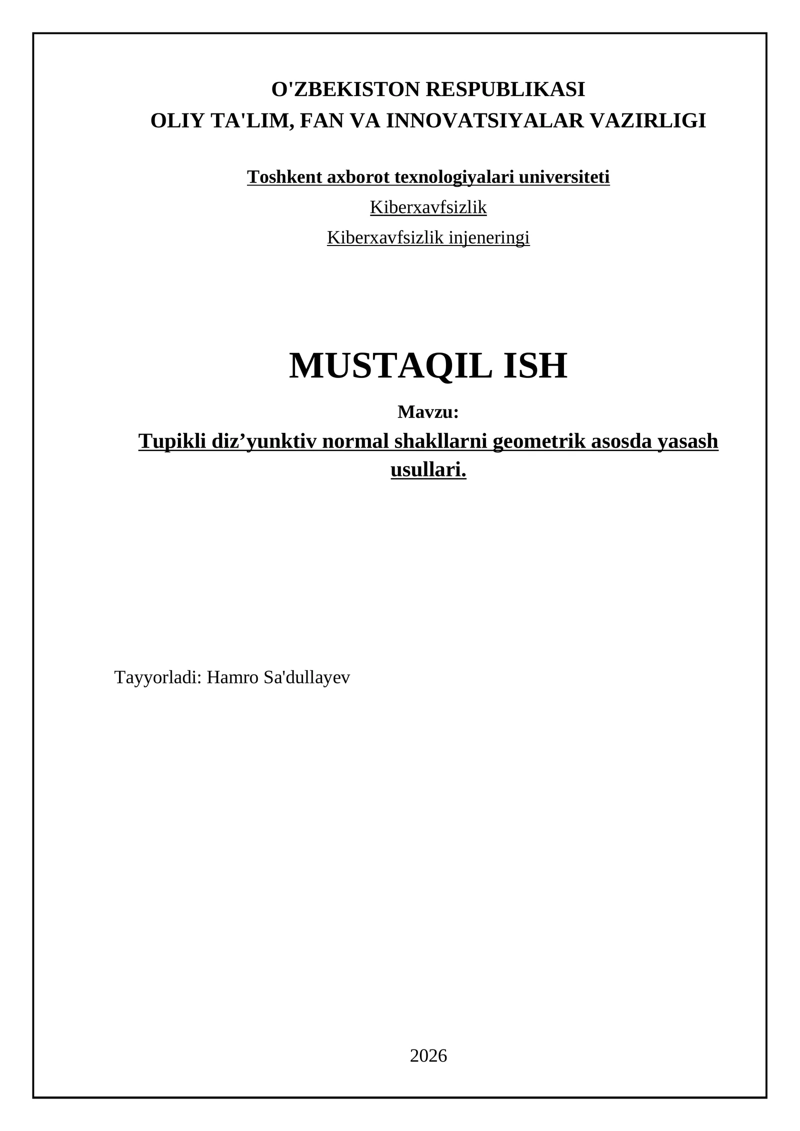 Tupikli diz’yunktiv normal shakllarni geometrik asosda yasash usullari