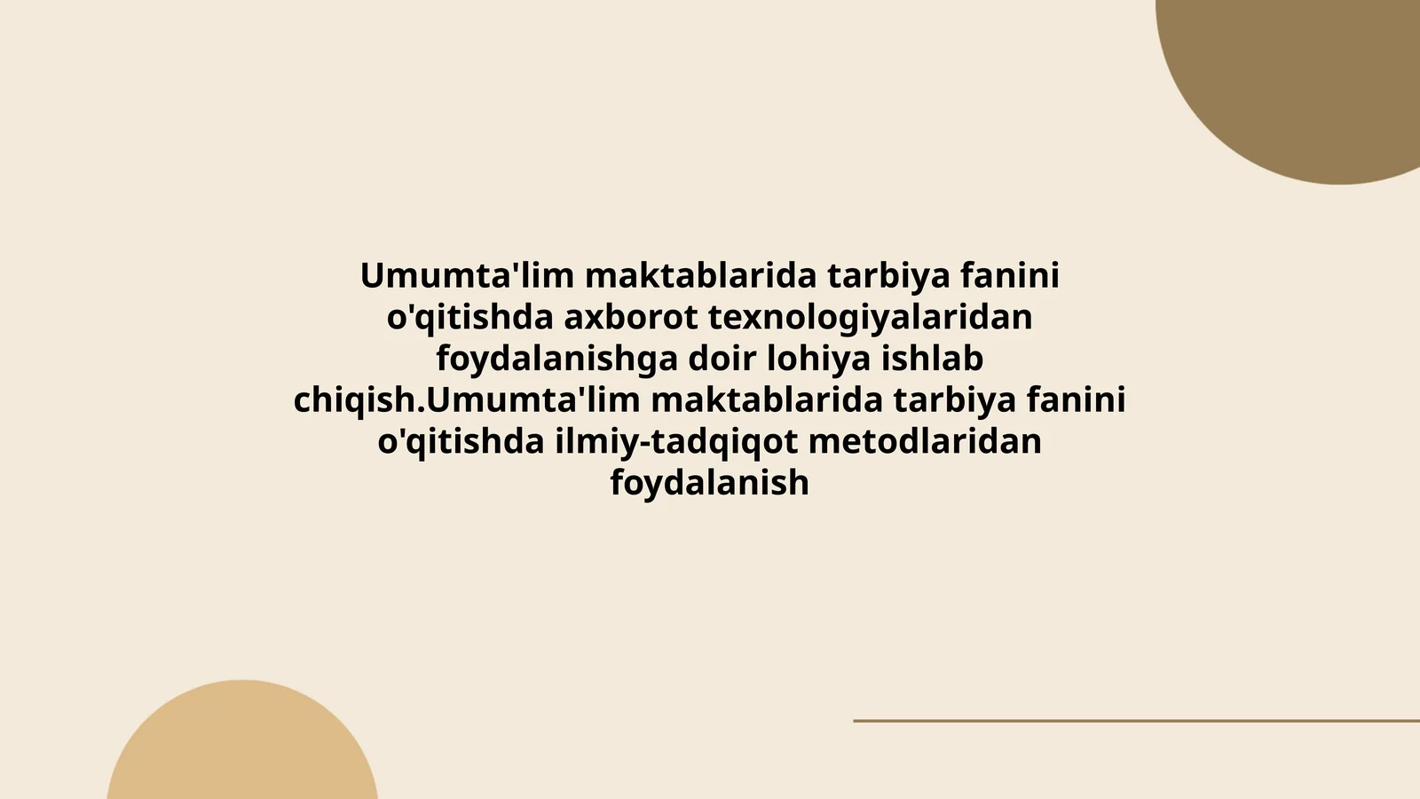 Umumta'lim maktablarida tarbiya fanini o'qitish