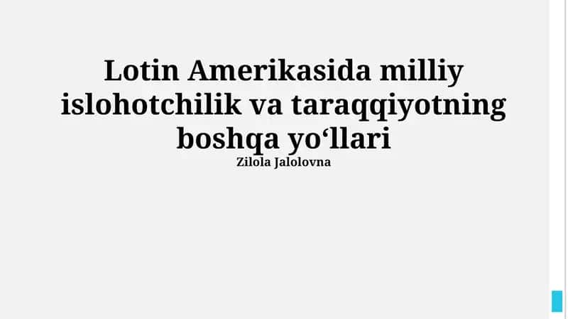 Lotin Amerikasida Milliy Islohotlar