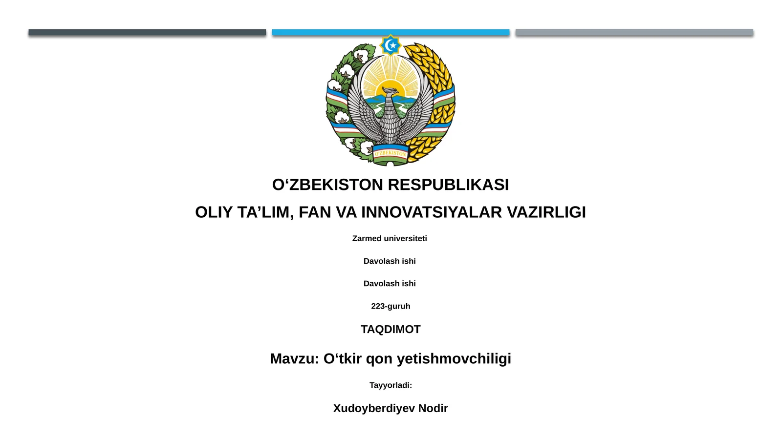 Oʻtkir qon yetishmovchiligi