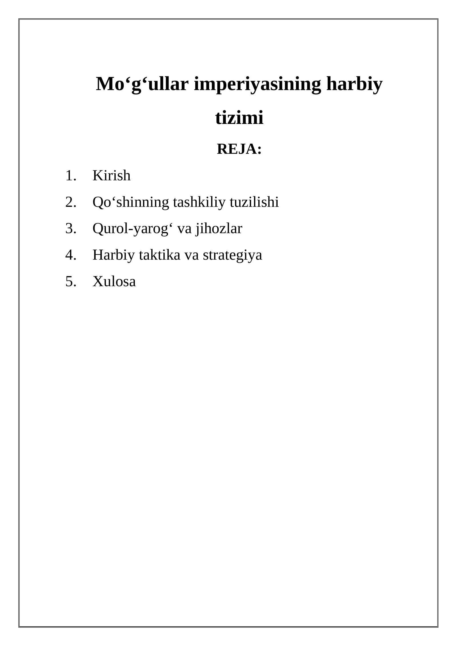 Moʻgʻullar imperiyasining harbiy tizimi