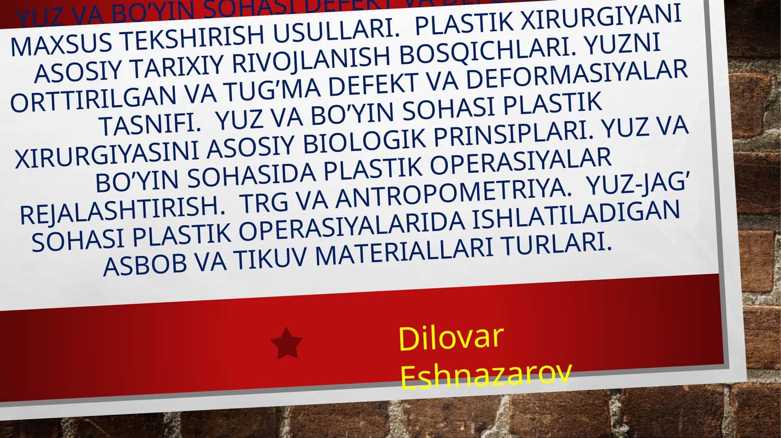 Yuz va bo’yin sohasi defekt va deformasiyalari maxsus tekshirish usullari