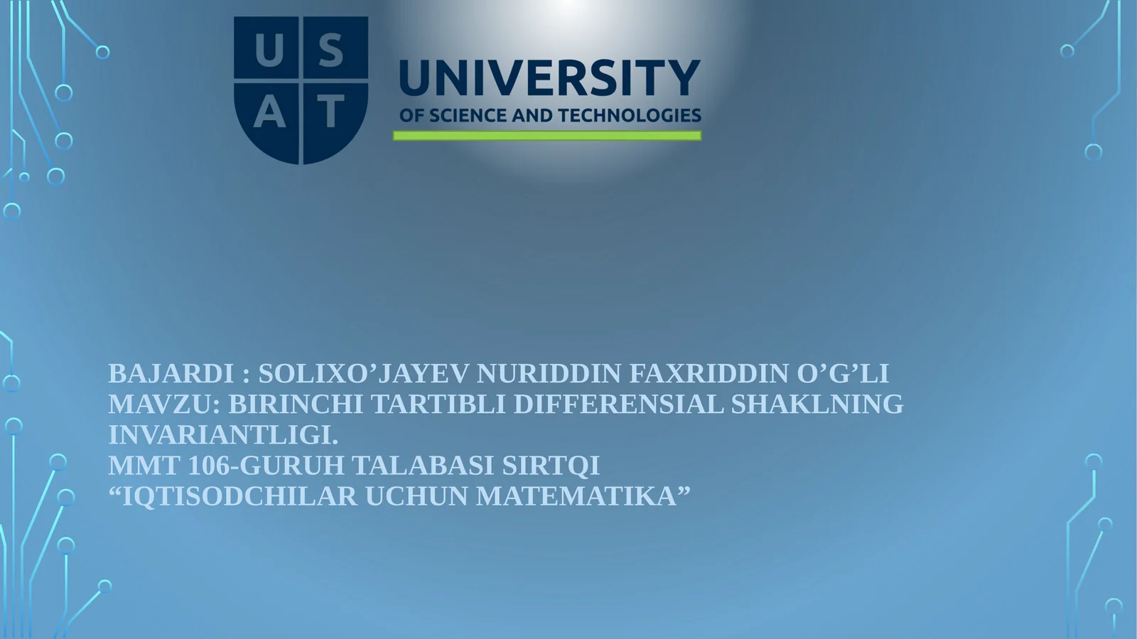 Биринчитартибли дифференциал тенглама