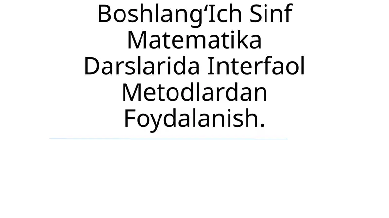 OʻQitishni Tashkil Qilishda Didaktik OʻYin Metodidan Foydalanish