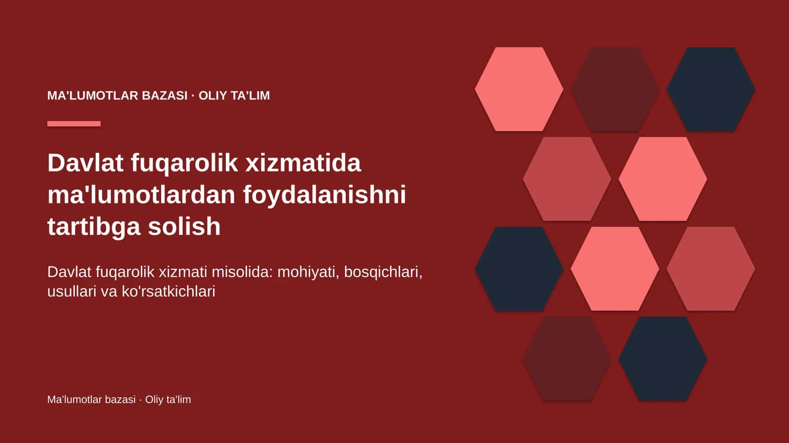 Ma'lumotlar bazasi · Oliy ta'lim